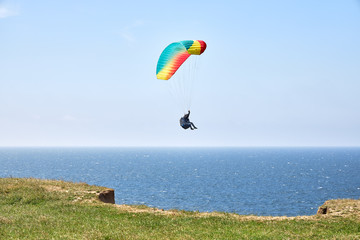 Paragliding over the coastline of Kaseberga in southern Sweden.