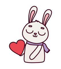 happy valentines day, cute bunny with red heart love passion