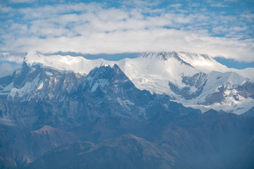 Fototapeta na wymiar Snow Covered Annapurna II and IV in the Morning Light