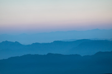 Fototapeta na wymiar Sunset over the Misty Mountains