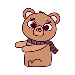 cute animal bear with scarf cartoon character