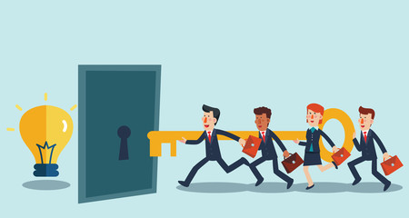 Business people frees the idea. Team work and partnership in business vector concept