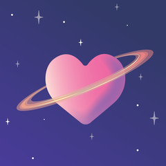 Modern flat design of heart shape in space theme