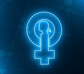 Female sign icon. Silhouette of woman head. 3D rendering