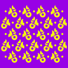  a pattern of butterfly and donut with blue background