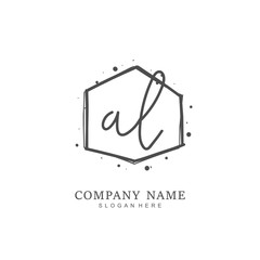 Handwritten initial letter A L AL for identity and logo. Vector logo template with handwriting and signature style.