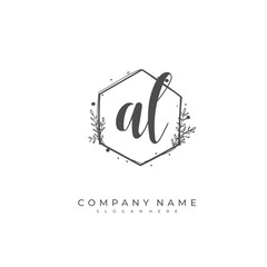 Handwritten initial letter A L AL for identity and logo. Vector logo template with handwriting and signature style.