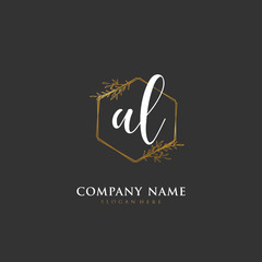 Handwritten initial letter A L AL for identity and logo. Vector logo template with handwriting and signature style.