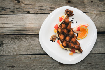 Hong Kong waffles in a plate on the table