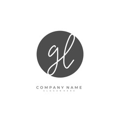 Handwritten initial letter G L GL for identity and logo. Vector logo template with handwriting and signature style.