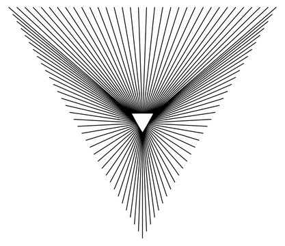 Geometric wire frame of light spreading out from a triangle.