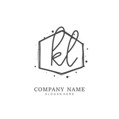 Handwritten initial letter K L KL for identity and logo. Vector logo template with handwriting and signature style.