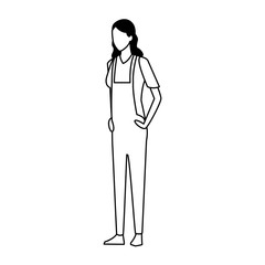 avatar woman standing wearing casual clothes, flat design