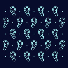 a pattern of ears with line and flat design