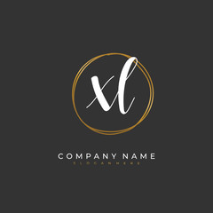 Handwritten initial letter X L XL for identity and logo. Vector logo template with handwriting and signature style.