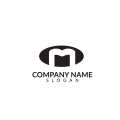 initials logo letter M with black color vector design template