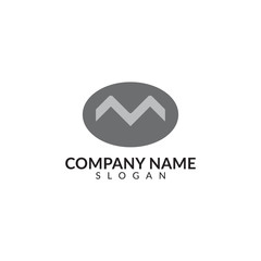 initials logo letter M with grey color vector design template