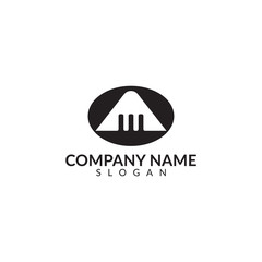 initials logo letter M with black color vector design template