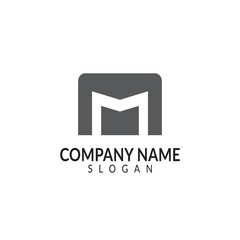 initials logo letter M with grey color vector design template