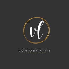 Handwritten initial letter V L VL for identity and logo. Vector logo template with handwriting and signature style.