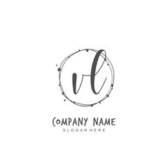 Handwritten initial letter V L VL for identity and logo. Vector logo template with handwriting and signature style.