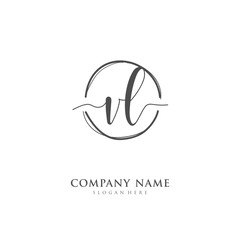 Handwritten initial letter V L VL for identity and logo. Vector logo template with handwriting and signature style.