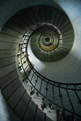 Beautiful spiral staircase to the top of Eckmuhl lighthouse, on the Penmarsh Peninsula.  Brittany. France - 316310581