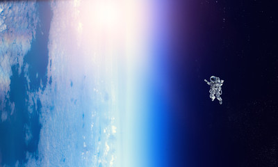 Fototapeta premium Exploring outer space. Mixed media