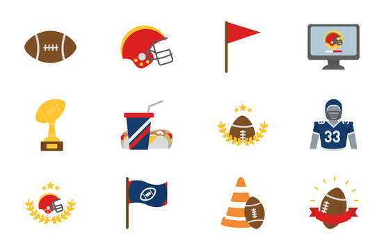 American football icon set vector design