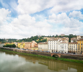 Colorful Florence buildings on the waterfront