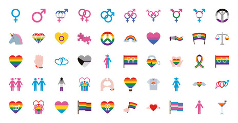 Fototapeta premium Isolated lgtbi icon set vector design