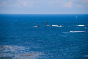 Incredible view from the top of the lighthouse of Eckmuhl, on the Penmarsh Peninsula.  Brittany. France