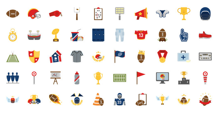 American football icon set vector design
