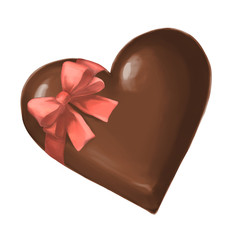 バレンタインのリボン付きハート型チョコレート