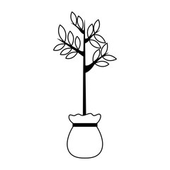 plant in a pot icon, flat design