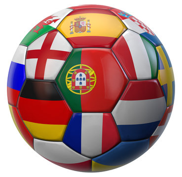 Portugal and Euro Football Ball Teams Isolated on White