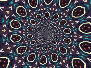 Colorful digital graphic kaleidoscope symmetry mandala style in laser light sunray trial pattern, Tie Dye , spiderweb art abstract background for art projects, banner, business,   card, 3D, template