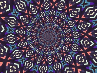 Colorful digital graphic kaleidoscope symmetry mandala style in laser light sunray trial pattern, Tie Dye , spiderweb art abstract background for art projects, banner, business,   card, 3D, template