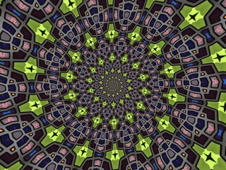 Colorful digital graphic kaleidoscope symmetry mandala style in laser light sunray trial pattern, Tie Dye , spiderweb art abstract background for art projects, banner, business,   card, 3D, template