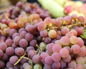 Ripe grape brushes in the market