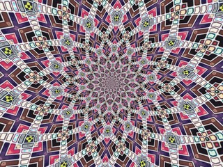 Colorful digital graphic kaleidoscope symmetry mandala style in laser light sunray trial pattern, Tie Dye , spiderweb art abstract background for art projects, banner, business,   card, 3D, template