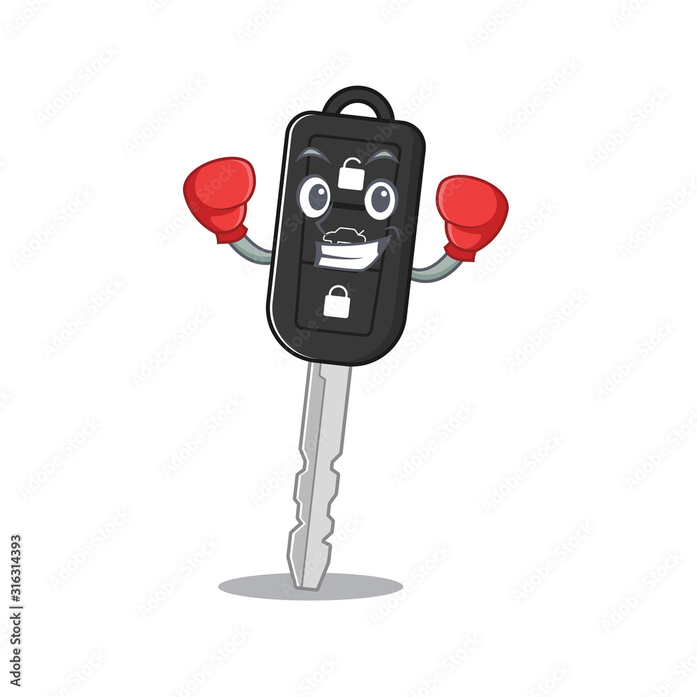 Wall mural sporty boxing car key mascot character style