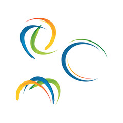 set of three 3 stripes logo vector design connected colorful swoosh concept for active and sport template