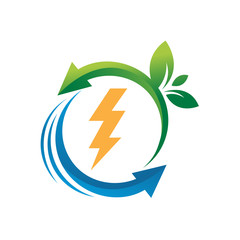 Obraz premium green energy renewable electricity logo vector illustrations
