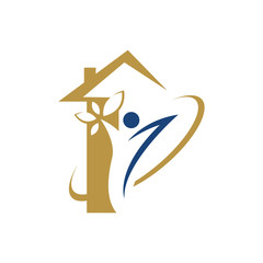nursing home care logo design vector for elderly caring symbol graphic concept