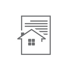 home house report logo design with property and paper symbol icon vector
