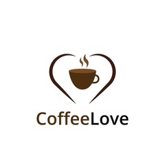 Coffee Love Logo with Hearth shape