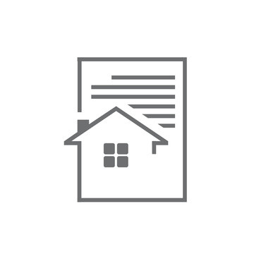 Home House Report Logo Design With Property And Paper Symbol Icon Vector