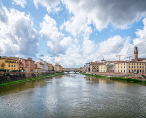 Fototapeta na wymiar River Arno in Florence. View from Ponte alle Grazie bridge