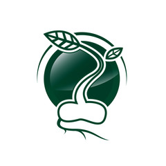 green sprout on the ground logo vector graphic illustration element